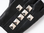 Half Finger Leather Gloves with Cross Studs