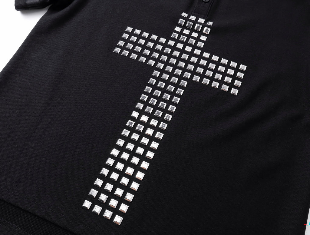 Cross Rivet Detail Polo Short Sleeve T-shirt