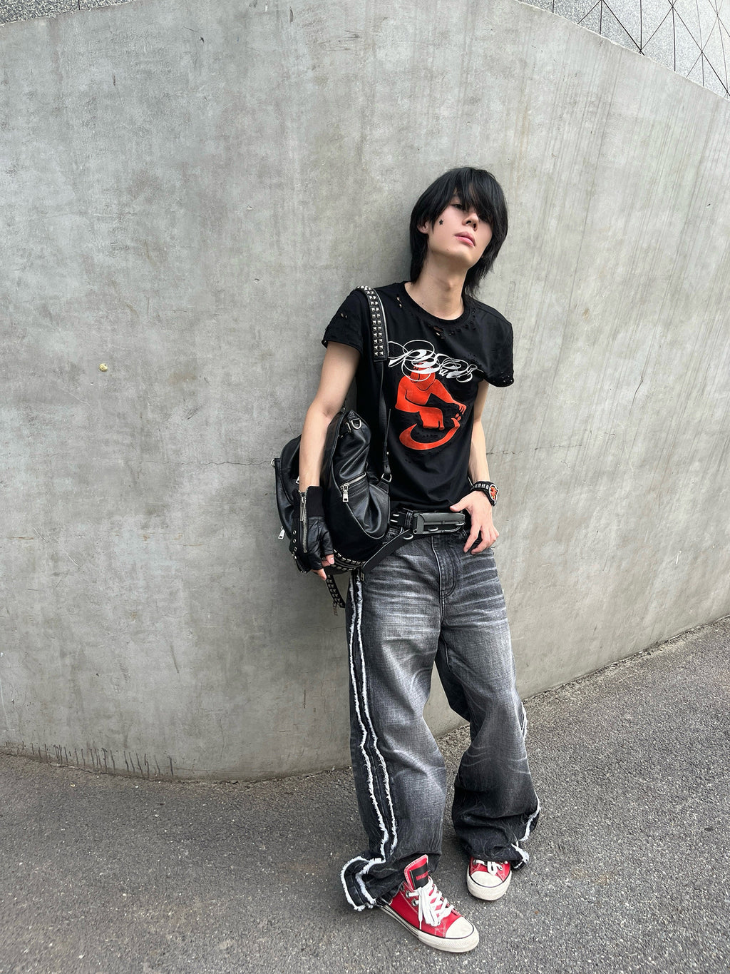 Lightning Washed Frayed Hem Jeans