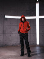Red Washed Zip-Up Skinny Hoodie