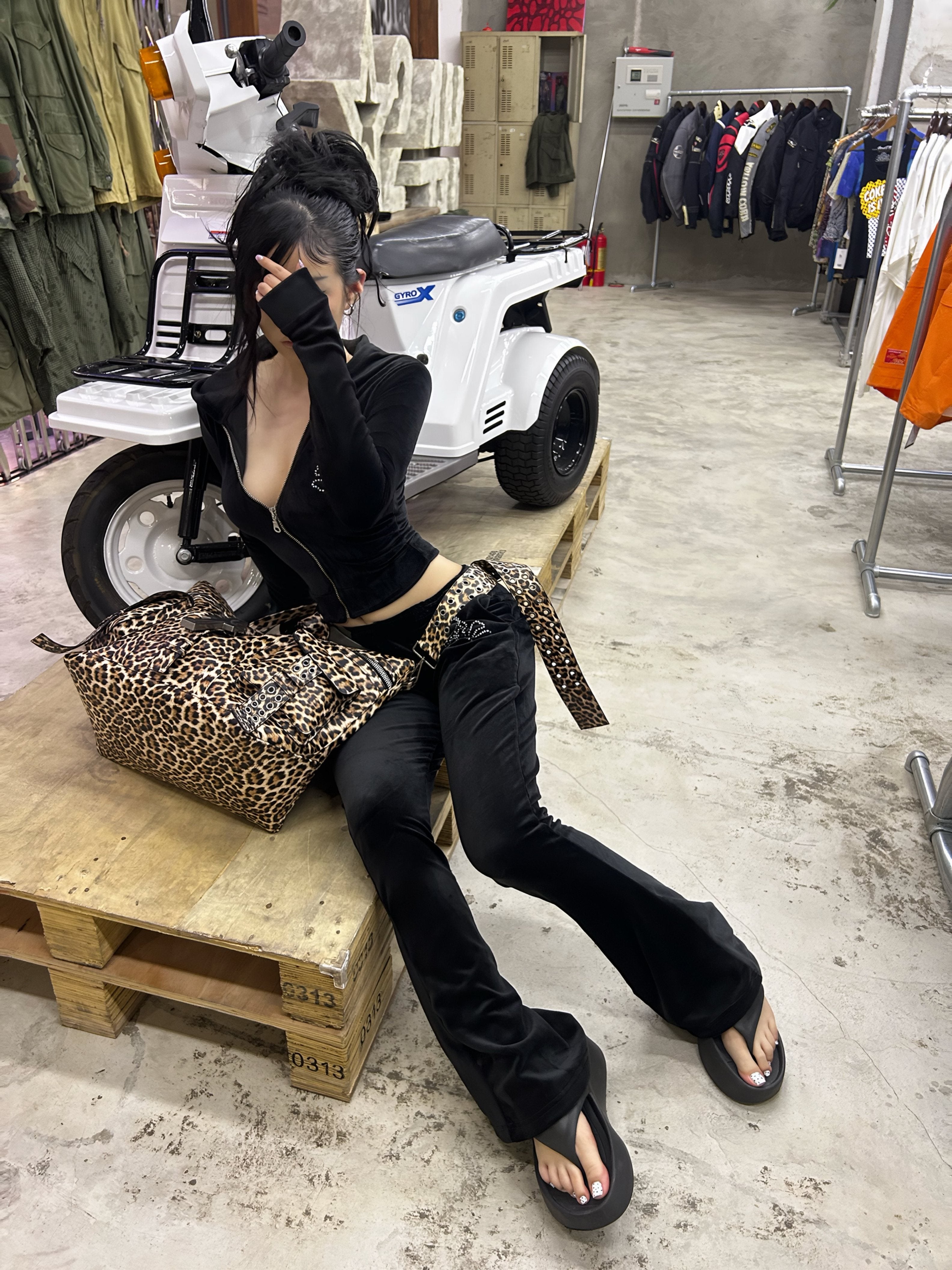 Cross Leopard Print Shoulder Bag