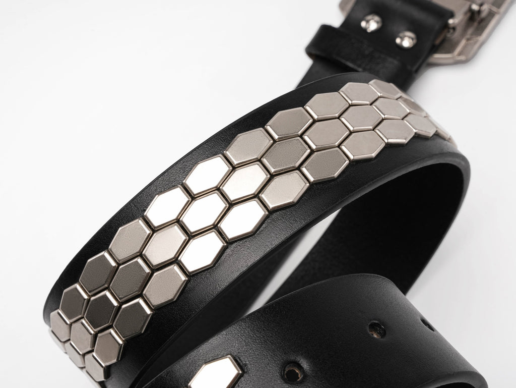 PSP‑Inspired Studded Genuine Leather Belt