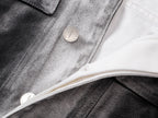 Splatter Distressed Patchwork Croc Leather Jacket, Mixed-Leather Denim Outerwear