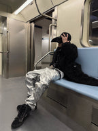 "ф" Silver Liquid Leather Pants