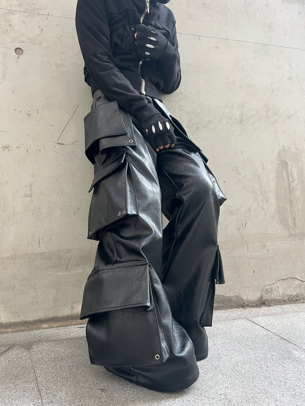 Structured Multi-Pocket Leather Cargos