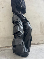 Structured Multi-Pocket Leather Cargos