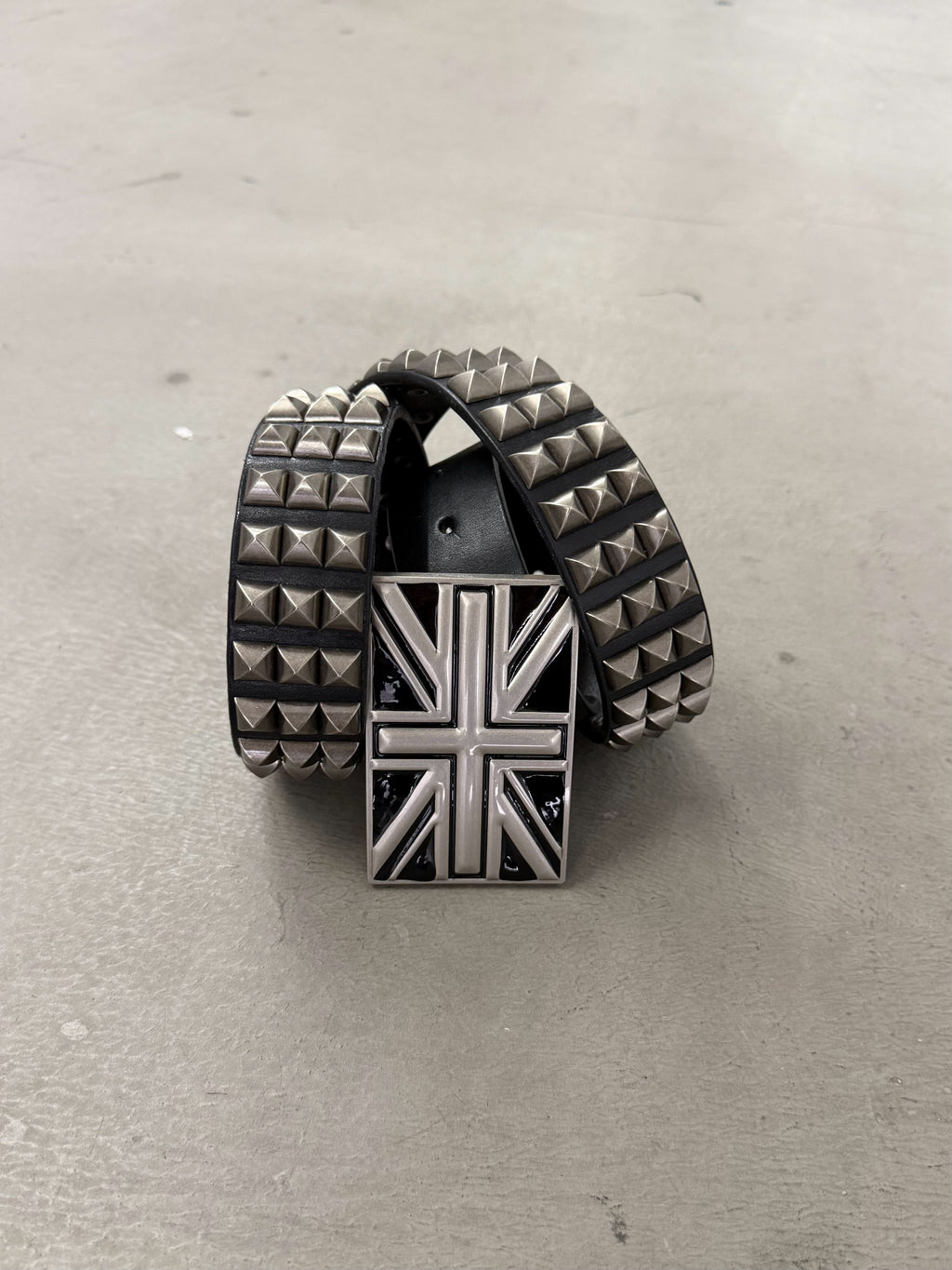 Flag Studded Top-Grain Cowhide Leather Belt