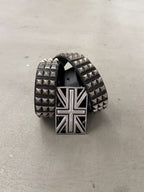 Flag Studded Top-Grain Cowhide Leather Belt