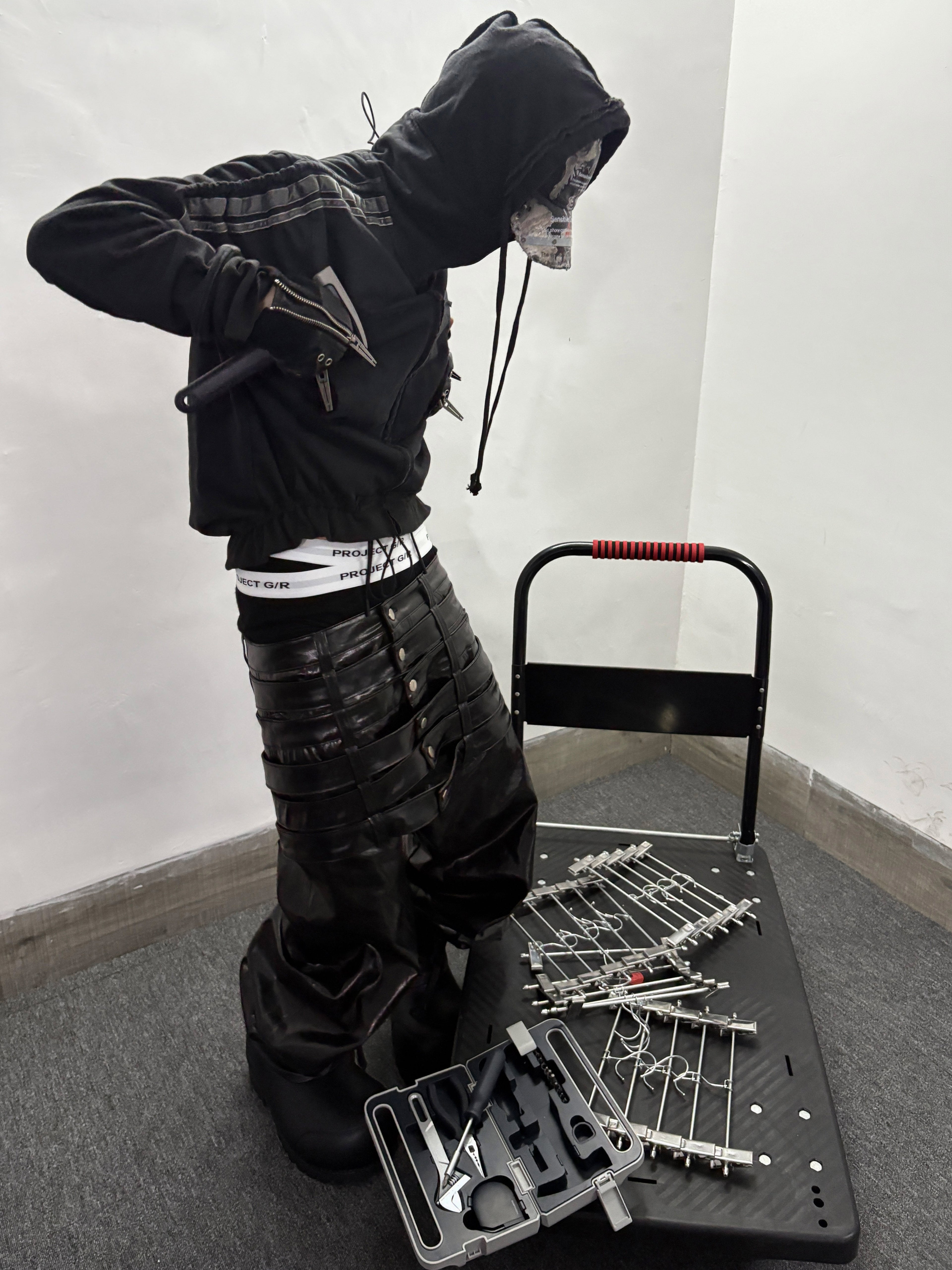 Multi-Waist Coated Biker Pants