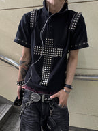Cross Rivet Detail Polo Short Sleeve T-shirt