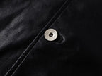 Placket Double-Breasted Stand Collar Leather Jacket