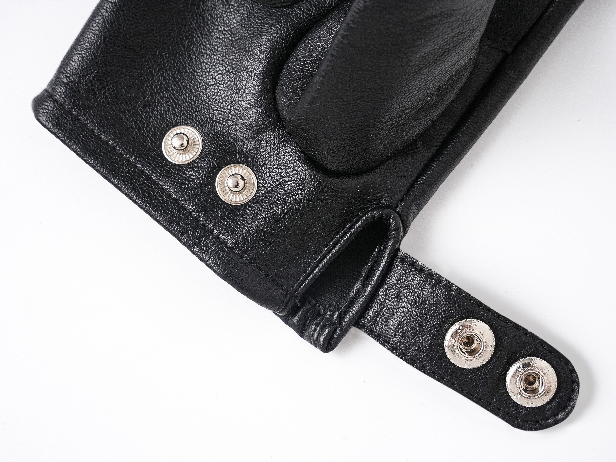 Half Finger Leather Gloves with Cross Studs