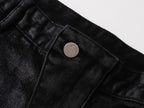Rivet Straight Waxed Denim Pants, Skinny Fit