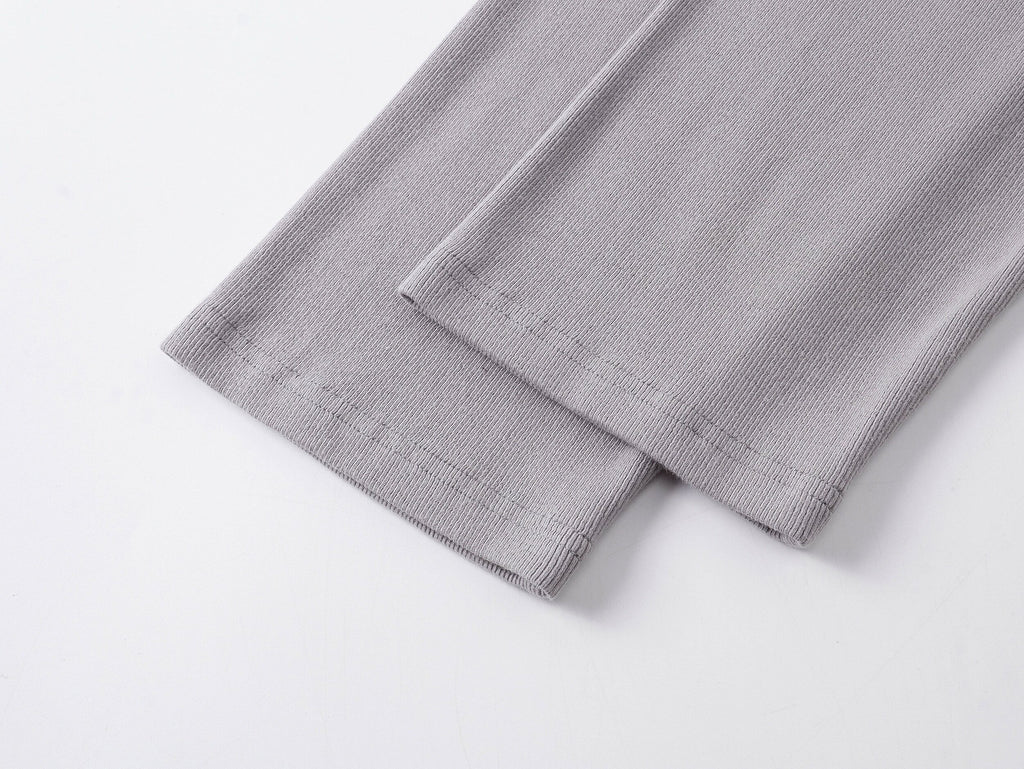 Printed Henley‑Collar Long‑Sleeve Long Polo Tee