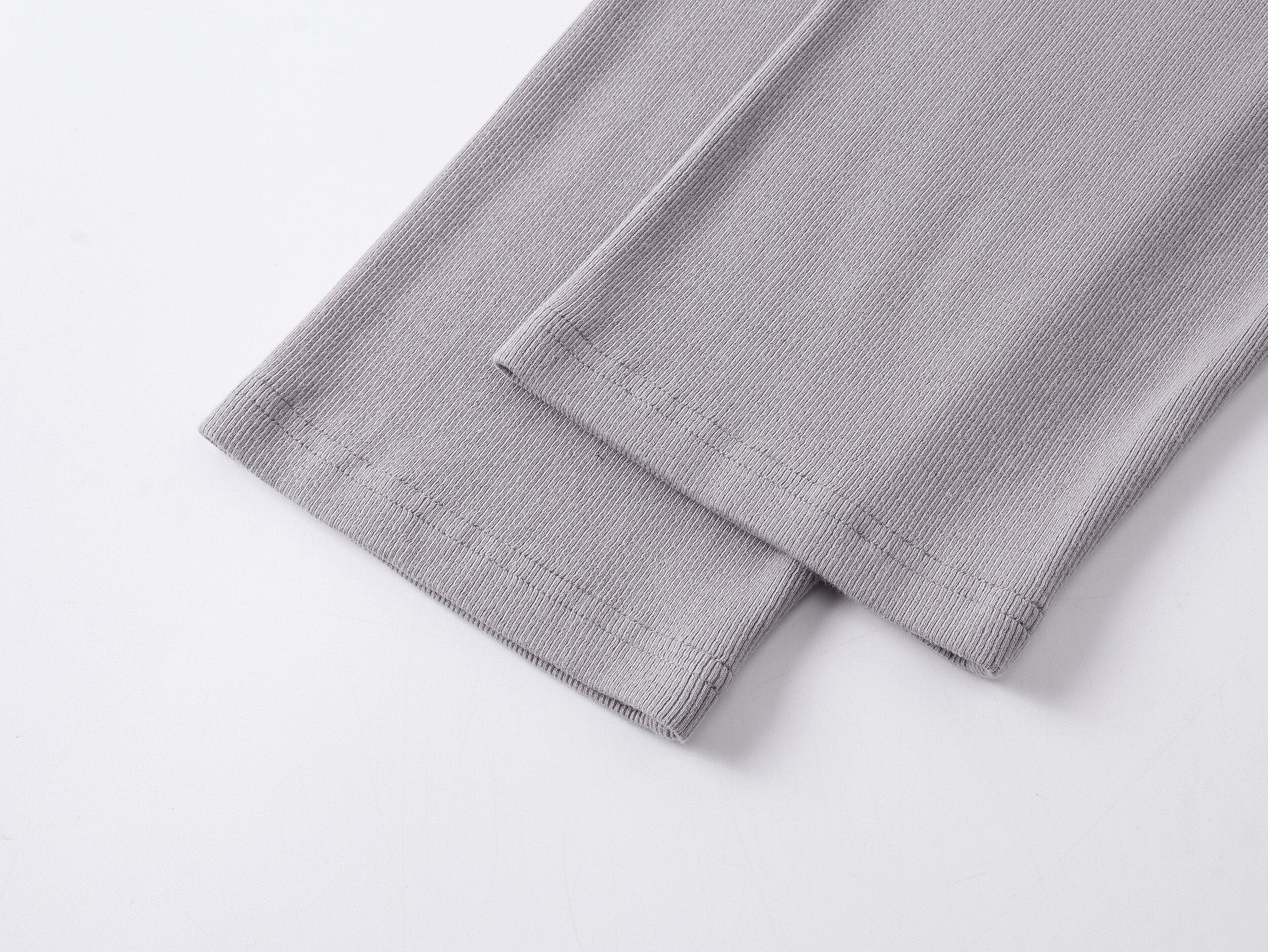 Printed Henley‑Collar Long‑Sleeve Long Polo Tee