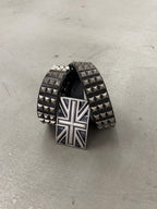 Flag Studded Top-Grain Cowhide Leather Belt
