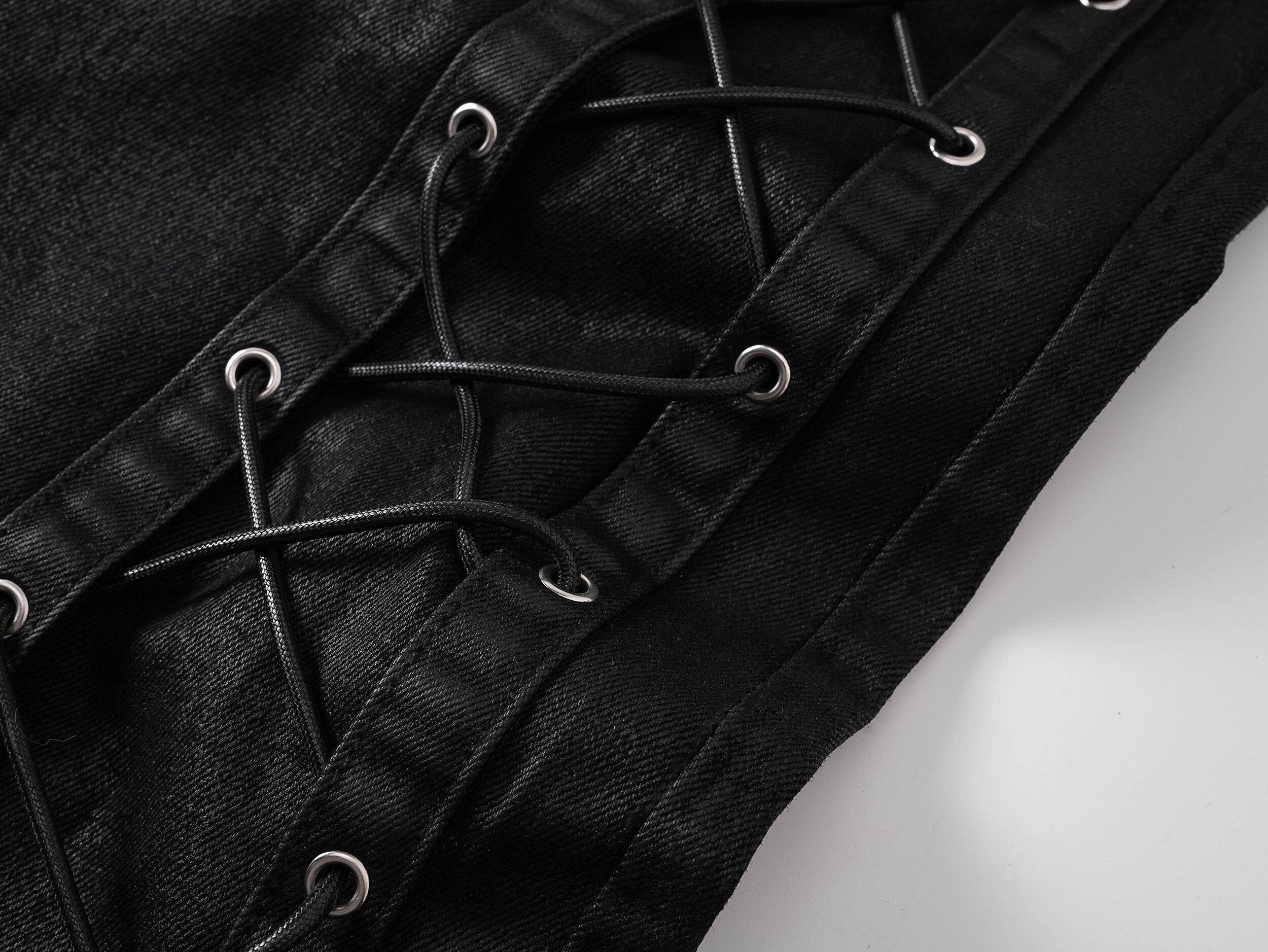 Waxed Straight-Leg Jeans with Wax Coating & Strap Details