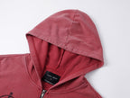 Red Washed Zip-Up Skinny Hoodie