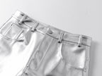 "ф" Silver Liquid Leather Pants