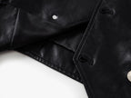 Placket Double-Breasted Stand Collar Leather Jacket