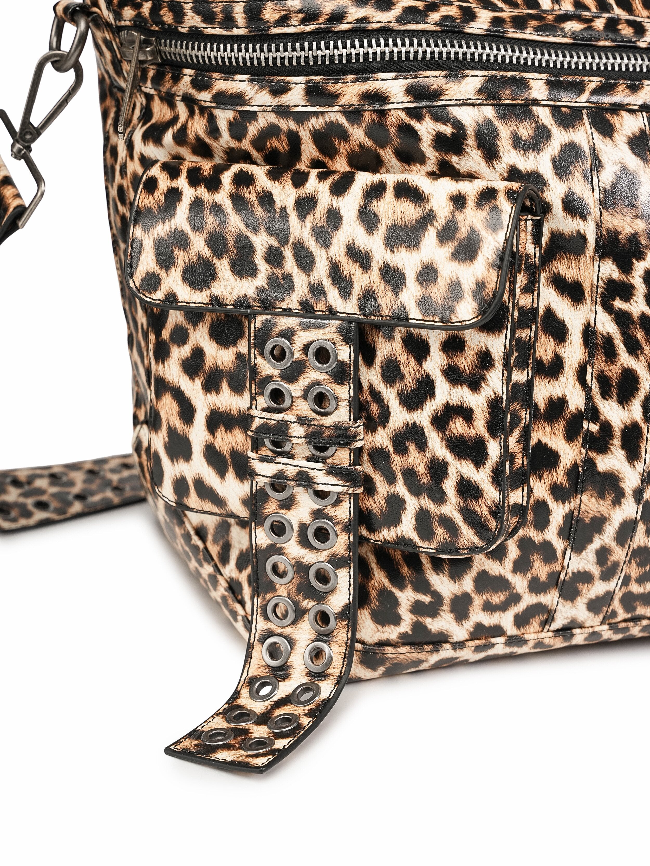 Cross Leopard Print Shoulder Bag