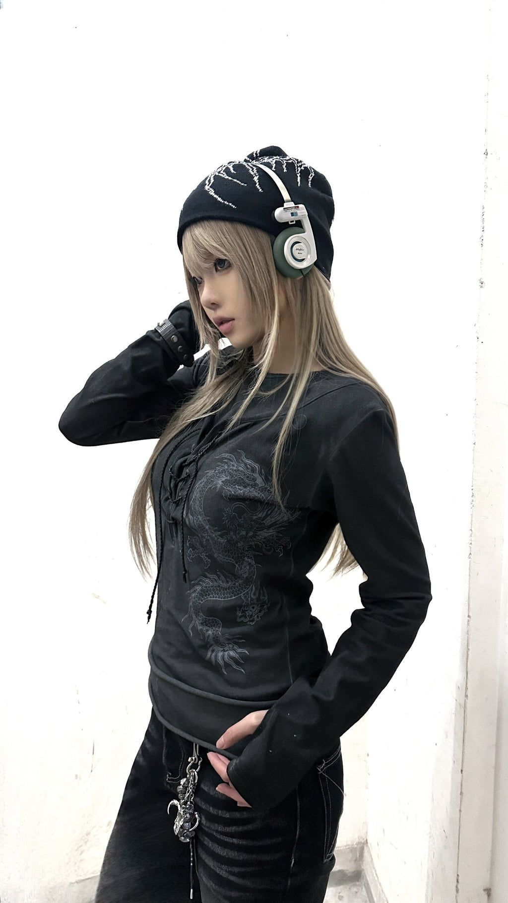 Bone Print Knit Beanie