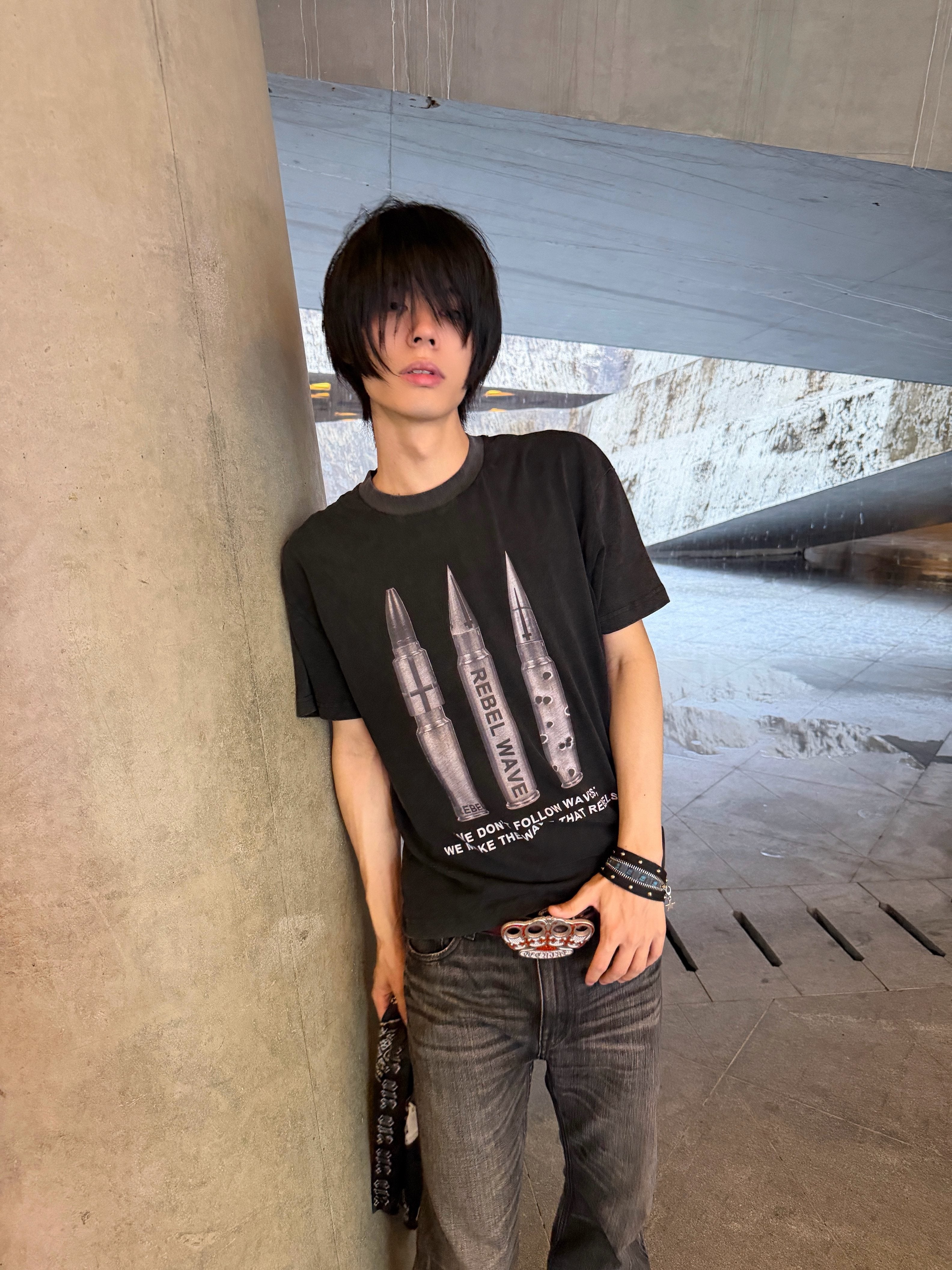 Bullet Print Washed Short Sleeve Tee