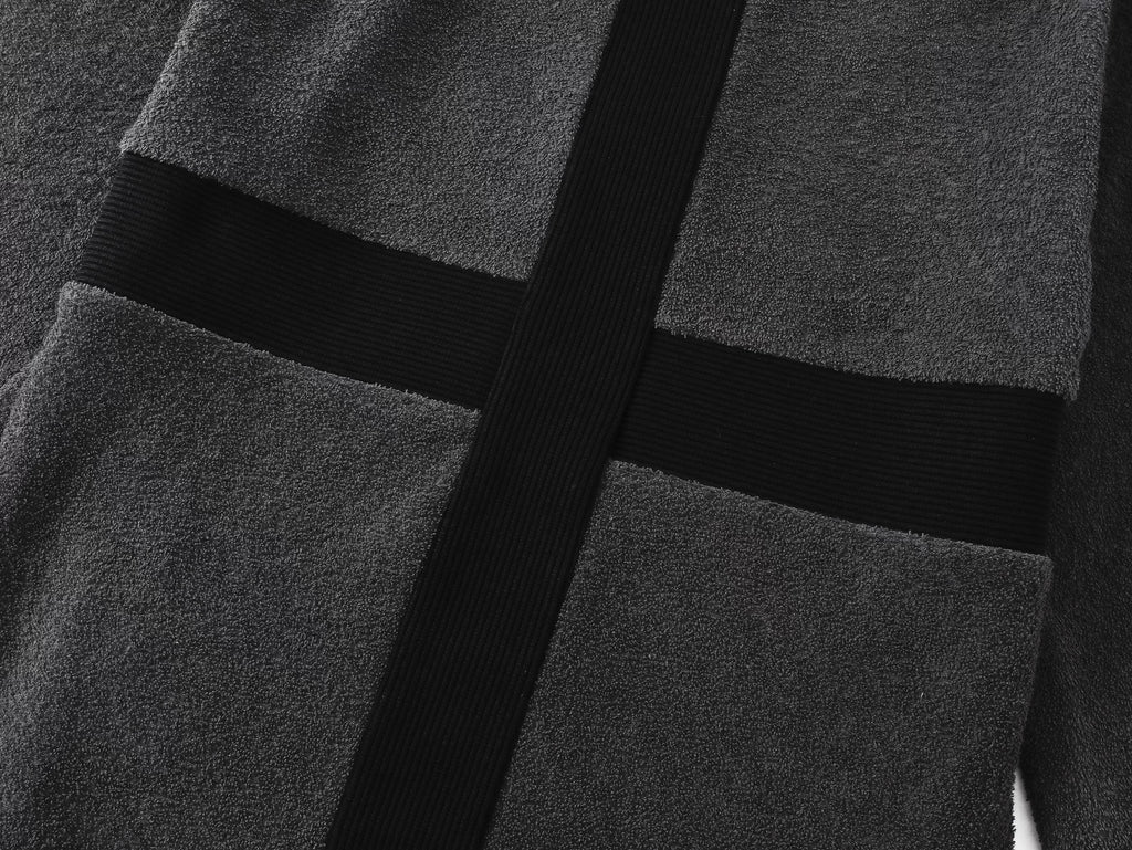 Napoleon Court Standing Collar Double-Breasted Terry Cloth Long Sleeve Jacket