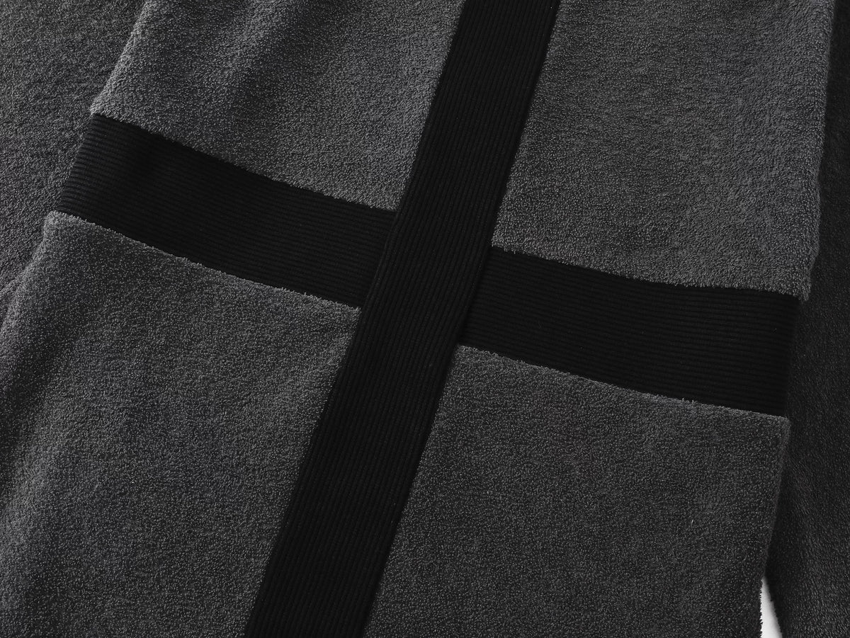 Napoleon Court Standing Collar Double-Breasted Terry Cloth Long Sleeve Jacket