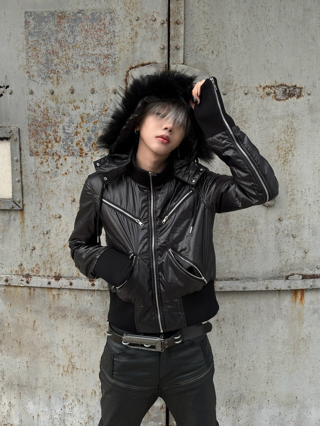 Detachable Fur Hooded Zip Jacket