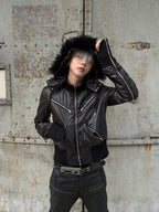 Detachable Fur Hooded Zip Jacket