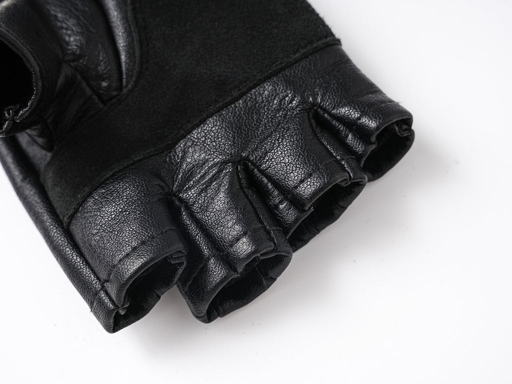 Half Finger Leather Gloves with Cross Studs