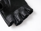 Half Finger Leather Gloves with Cross Studs