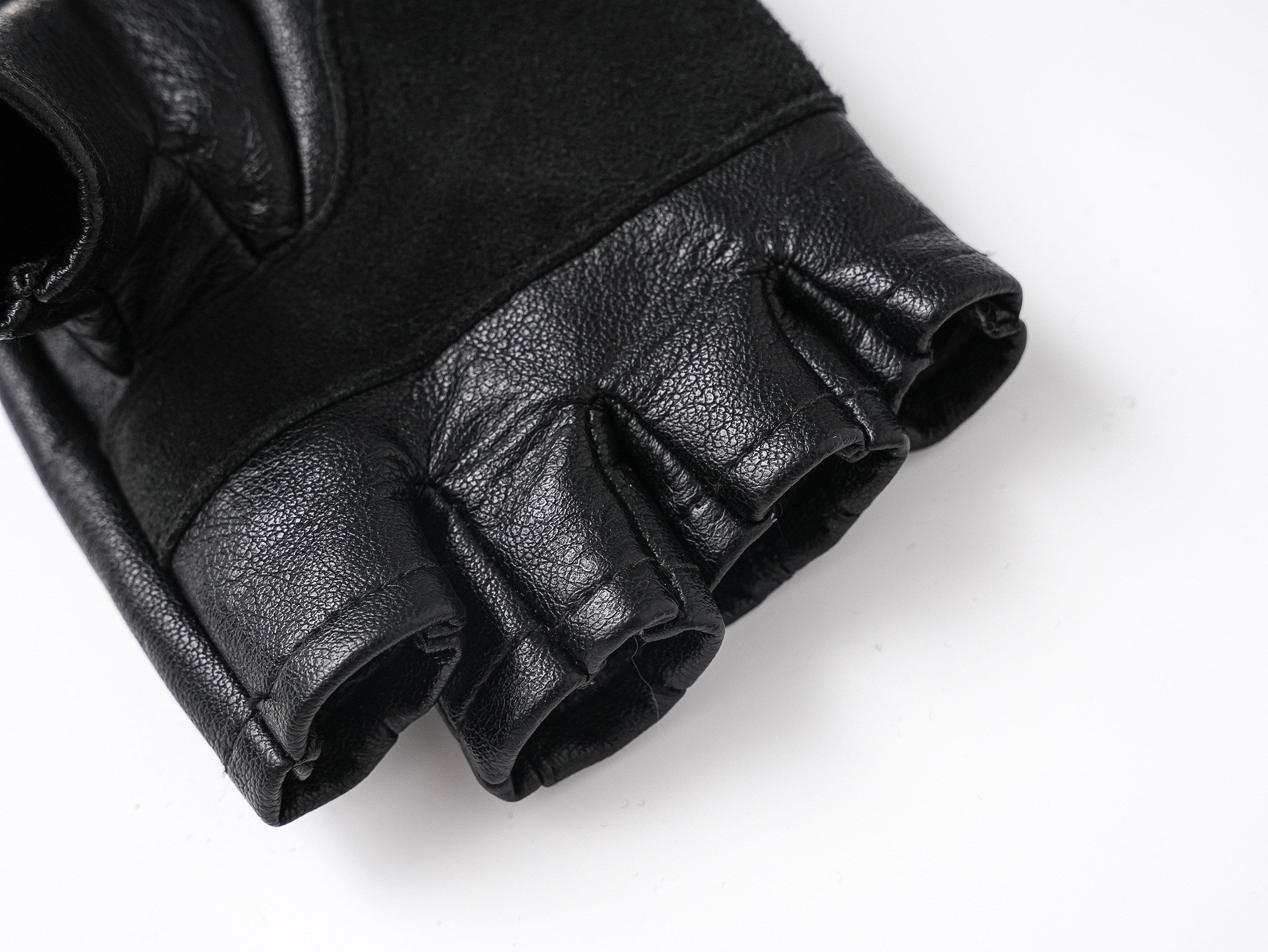 Half Finger Leather Gloves with Cross Studs