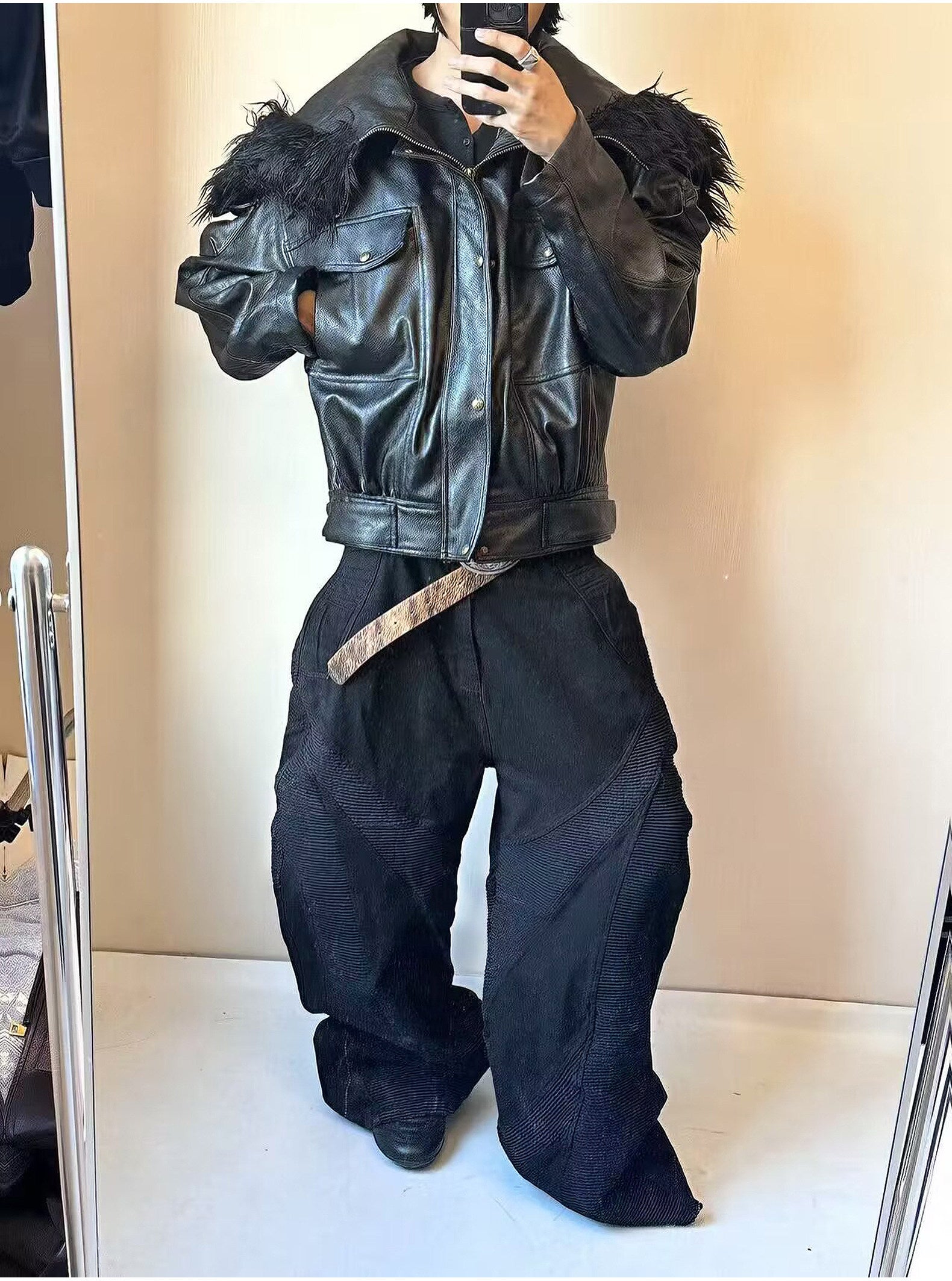 Alien bone wave jeans baggy pants