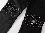 Rivet Straight Waxed Denim Pants, Skinny Fit