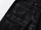 Cross‑Stitch Zip Waxed Denim Flare Pants