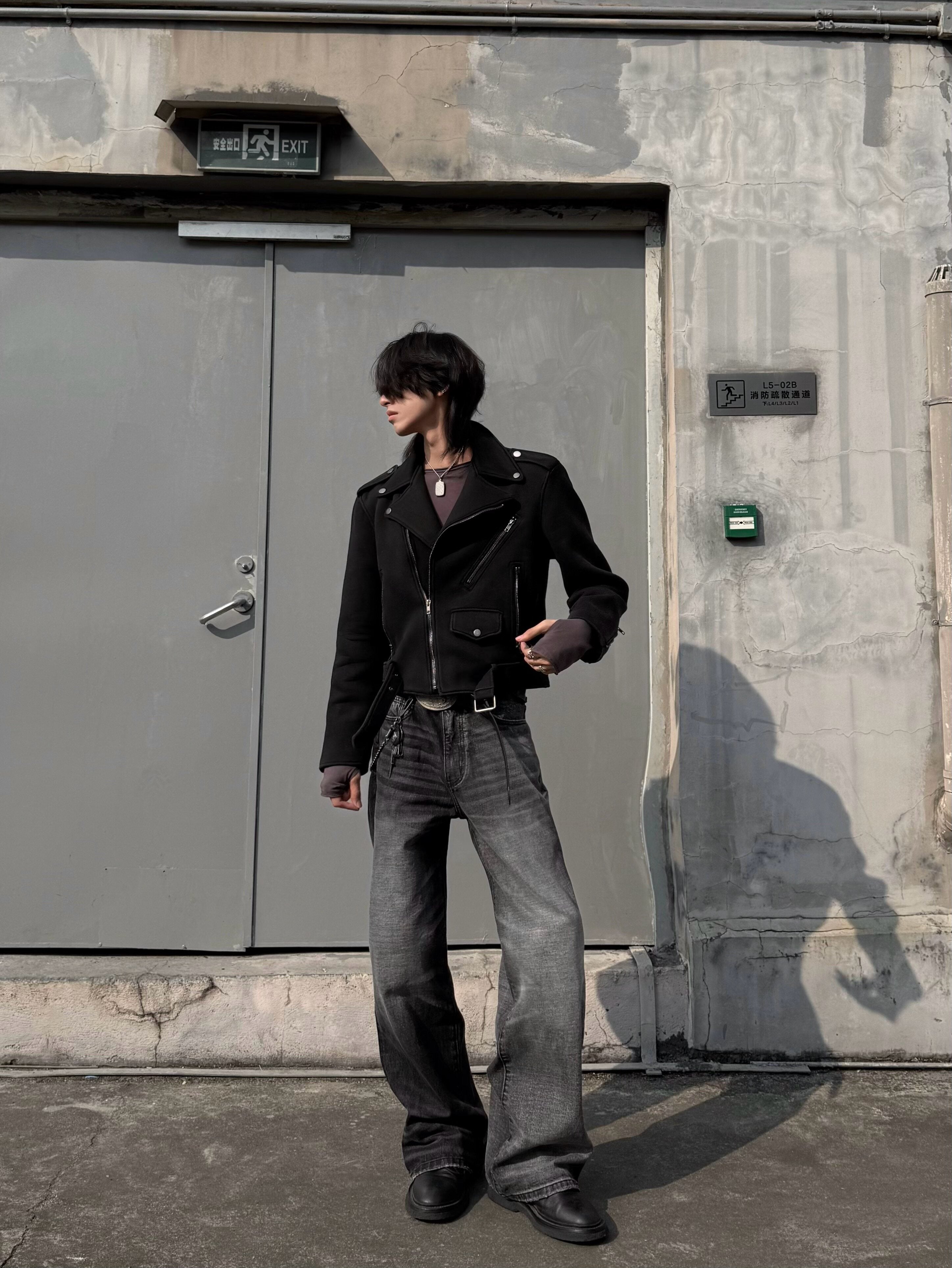 Two-Tone Washed Jeans, Yin-Yang Whisker Denim Pants