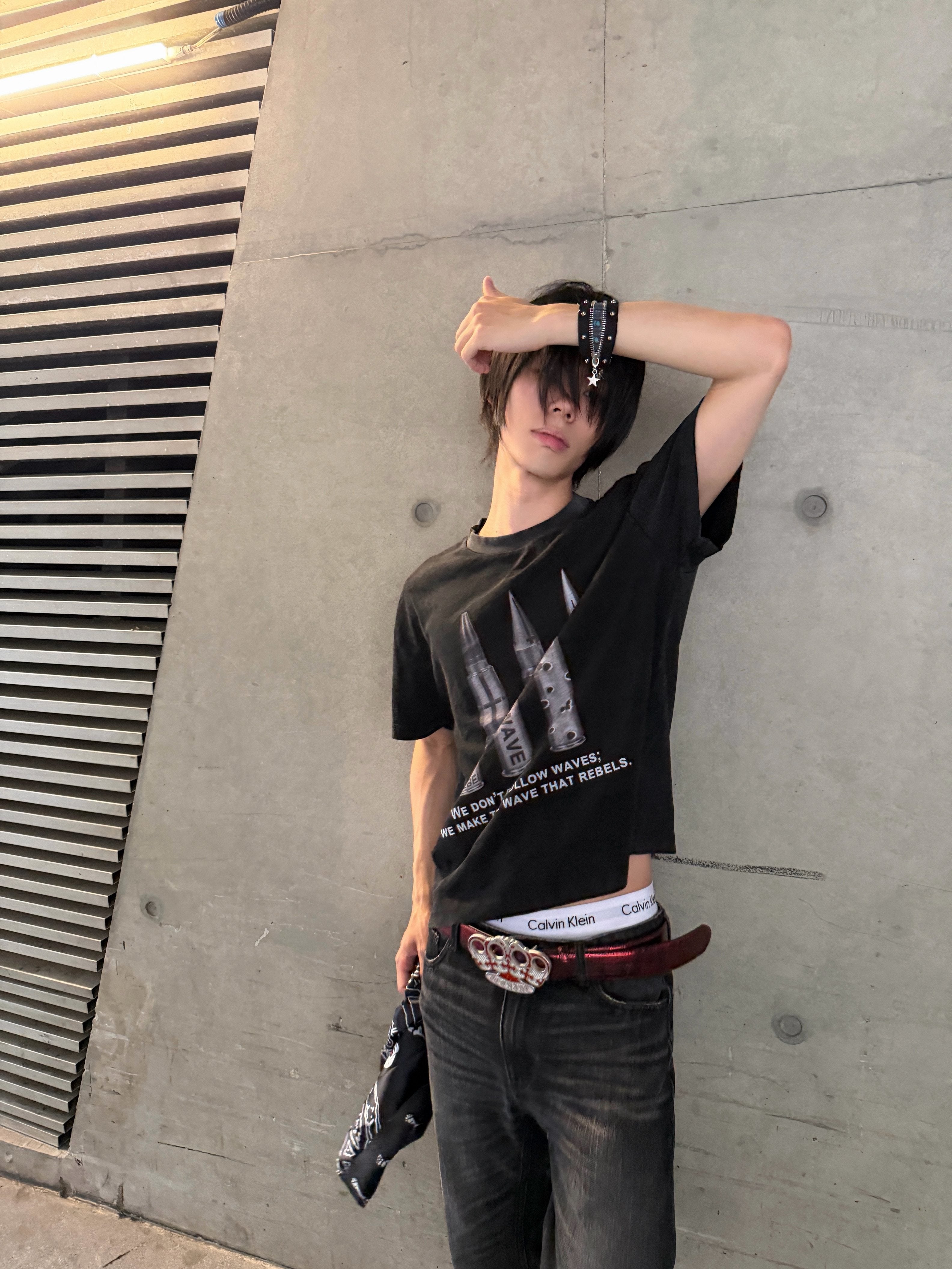 Bullet Print Washed Short Sleeve Tee