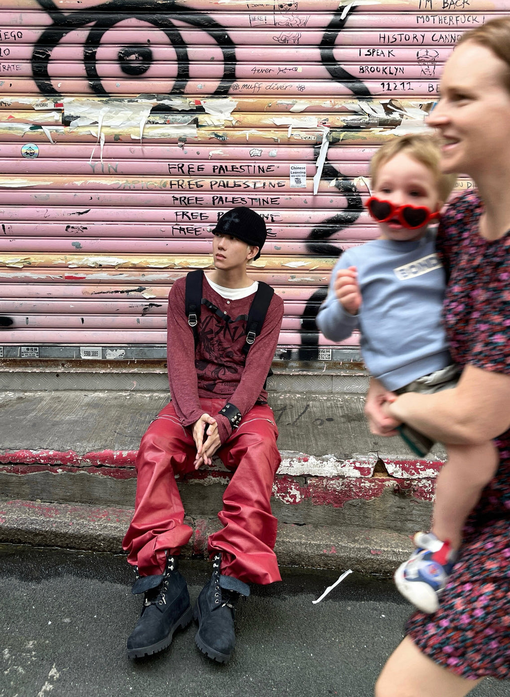 Liquid Metal Red Coated Waxed Flared Jeans