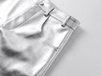 "ф" Silver Liquid Leather Pants