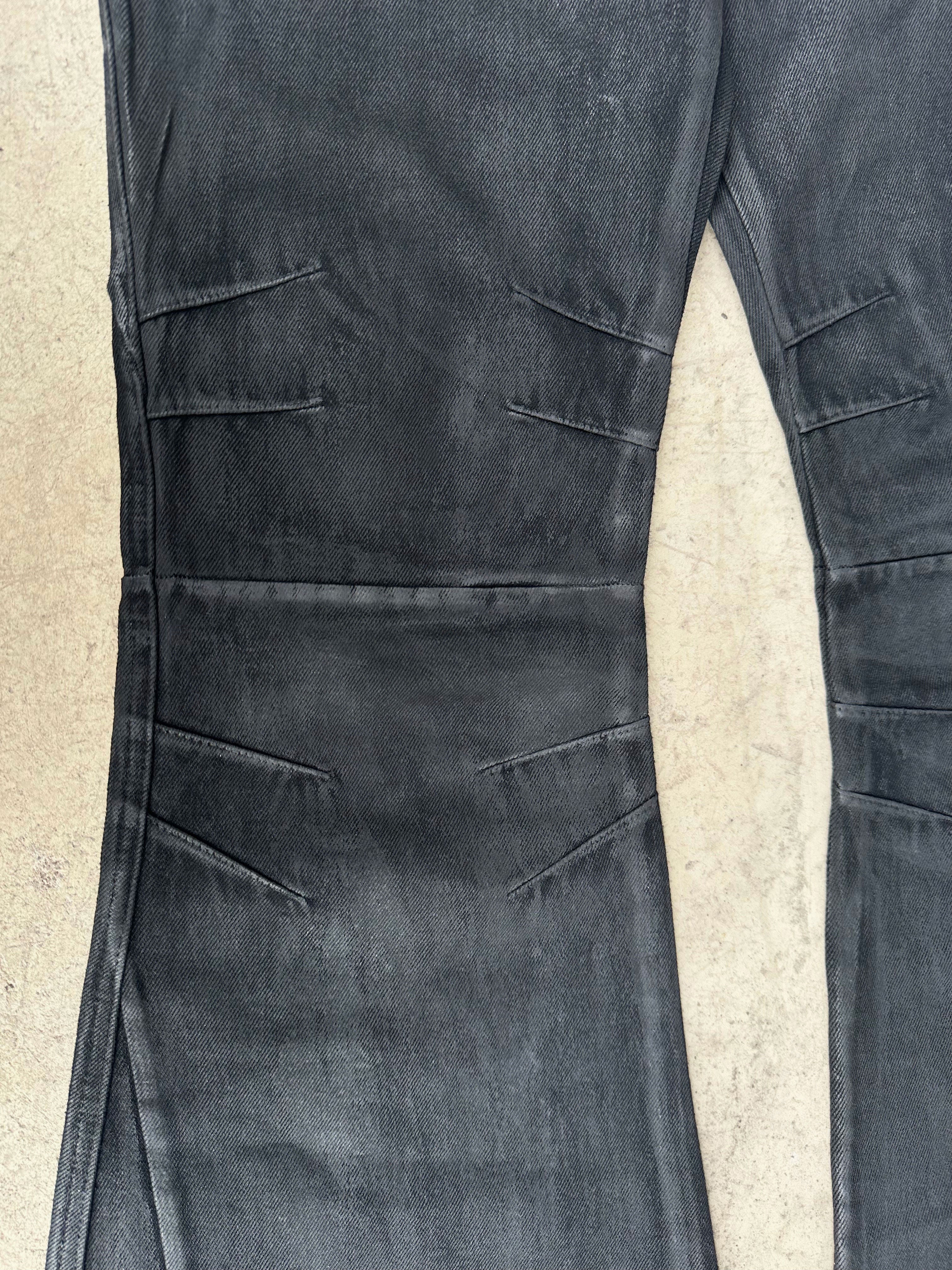 Hand-Painted Waxed Flare Pants