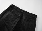 Rivet Straight Waxed Denim Pants, Skinny Fit