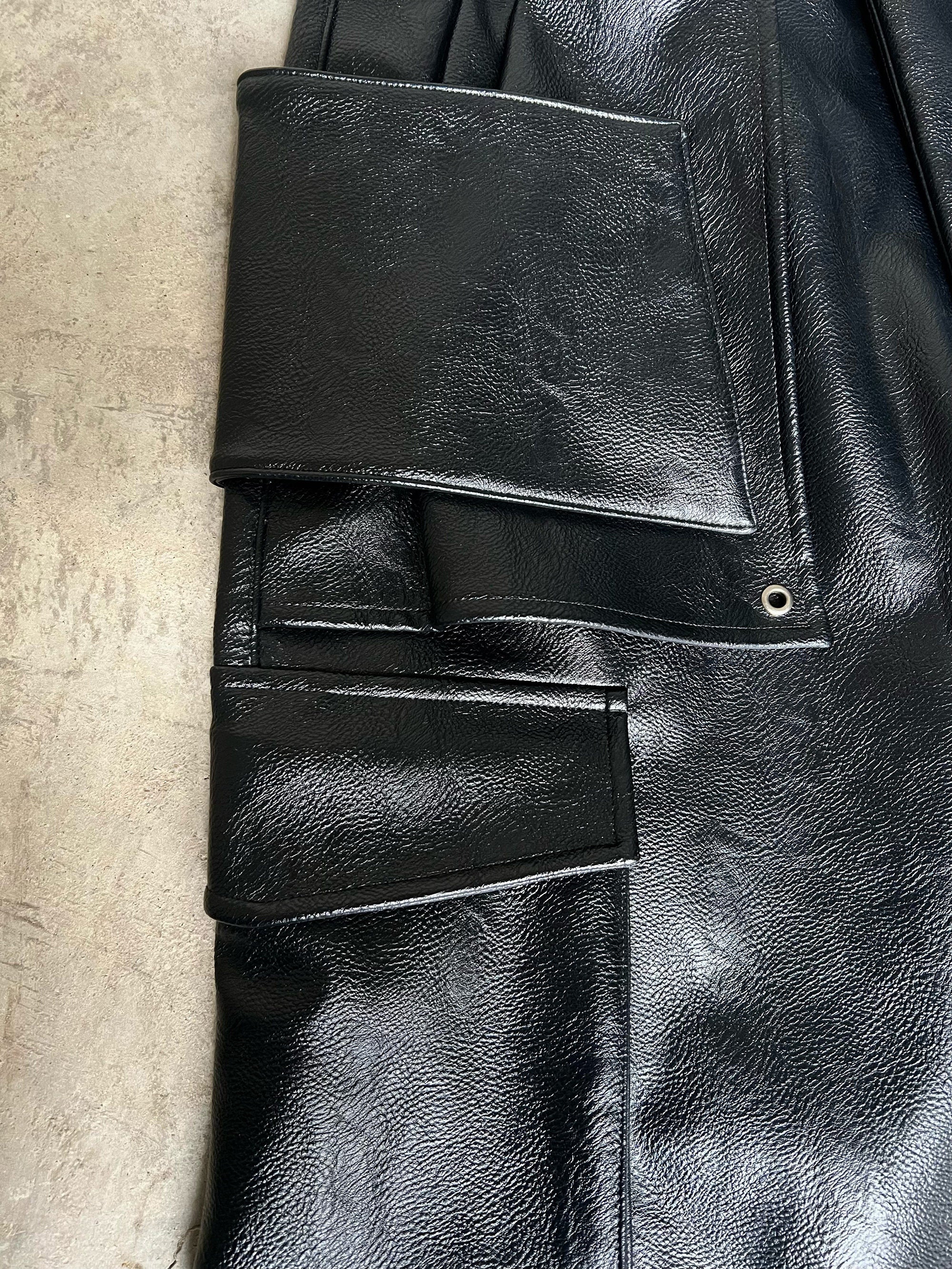 Structured Multi-Pocket Leather Cargos