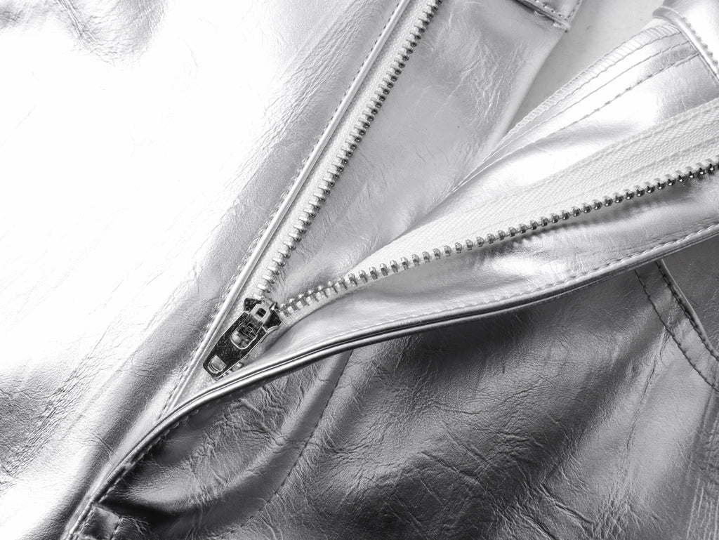 "ф" Silver Liquid Leather Pants