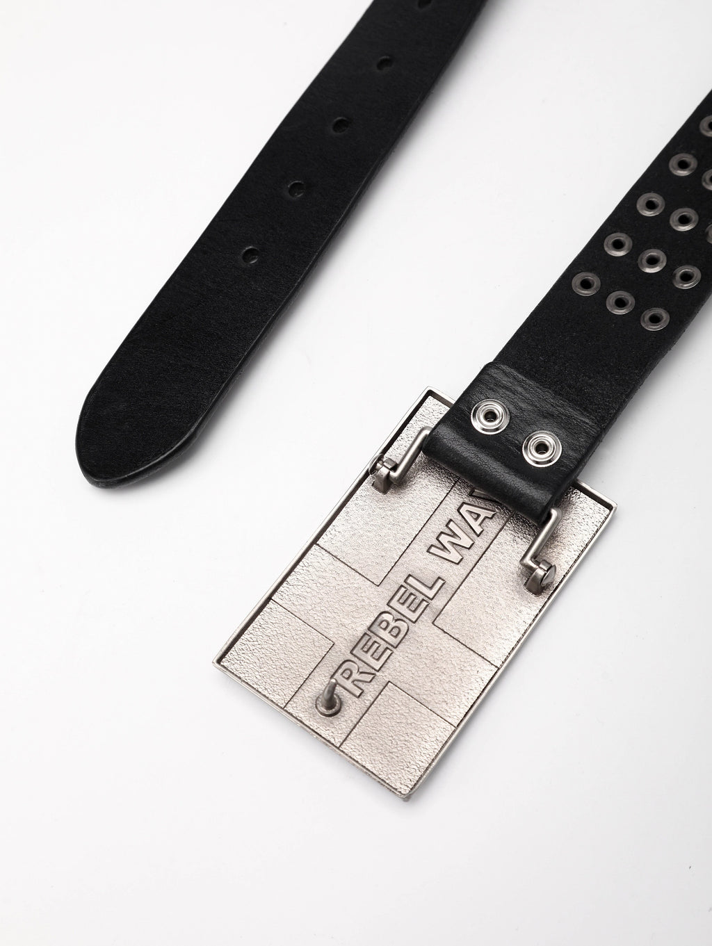 Flag Studded Top-Grain Cowhide Leather Belt