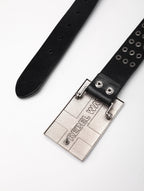 Flag Studded Top-Grain Cowhide Leather Belt