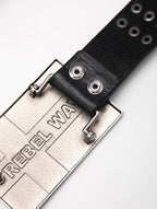 Flag Studded Top-Grain Cowhide Leather Belt