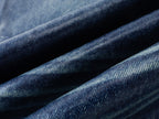 Wax‑Coated Blue Gel 3D Whisker Wide‑Leg Straight‑Fit Jeans