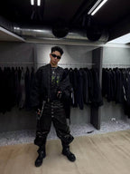 Multi-Waist Coated Biker Pants